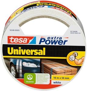 tesa extra Power Universal Ruban Adhésif Toile - Tenue extra forte - Duct Tape pour les Réparations, la Fixation, l'Étanchéité et plus Encore - Blanc - 1 Rouleau - 10 m x 50 mm