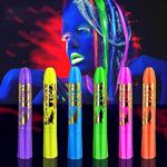Face Painting Kit for Kids, Glow In The Dark Body Painting Kit Under UV and Black Light Makeup Non-Toxic for Halloween Masquerades Easter Festivals Party Supplies