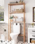 AmazerBath Bamboo Over The Toilet Storage Shelf, Over Toilet Bathroom Organizer Rack, 3-Tier Bathroom Shelves Over Toilet, Space Saver, Natural Color