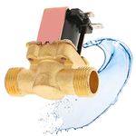 Water Valve, 1/2" DC 12V Normally Closed Brass Electric Solenoid Valve Water Control Water Inlet Flow Switch Valve, Electric Water Shut off Valve for Intelligent Water Dispenser, Water Heaters