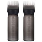 Yebeauty Root Comb Applicator Bottle, 2 Pack 6 Ounce Hair Applicator Bottle for Hair Dye Bottle Applicator Brush with Graduated Scale- Clear Black