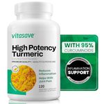 Vitasave Turmeric Curcumin 500mg | Turmeric Supplements with Piperine (Black Pepper) | Joint Pain Relief & Anti Inflammatory | High Potency Antioxidant Supplement | Gluten-Free, Non-GMO | 120 Capsules