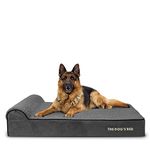 The Dog’s Bed Orthopaedic Headrest Dog Bed Extra Large Grey Plush 117x71x15cm, Waterproof Memory Foam Dog Bed