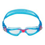 Aqua Sphere Kayenne Jr Kids Swim Goggles - Junior Oversized Anti-Scratch Lens Design, Comfortable Allergenic Leak Free Fit | Unisex Children, Clear Lens, Aqua/Pink Frame, One Size, (EP3014302LC)