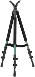 HUNTPAL Aluminum Hunting Shooting Tripod Shooting Stick Gun Rest with Removable 360° Horizontal Rotation 90° Swing Leg, Adjustable Telescope Monopod Bipod with V Yoke Head & Interchangeable Spike Feet