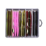 VOANZO 15Pcs Soft Plastic Fishing Lures Grub Baits Hook Tackle Bass Trout Fishing Worms-Soft Palate