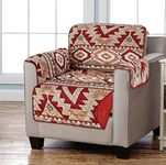 PIC Reversible Non - Slip Arm Chair Slipcover for Living Room Chair Slipcovers, Water Resistant, Protects Furniture from Children, Pets, and Stains, Machine Washable, Geometric Red