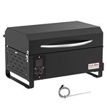 ONLYFIRE GRILLS BBQ Wood Pellet Grill Smoker with Meat Probe, 2 Tiers Cooking Area, Portable Tabletop Grilling Stove for Outdoor Kitchen Cooking Smoke and Roast, RV Camping, Black GS314