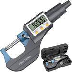 HDLNAK Digital Micrometer, Outside Micrometer Precision Measuring Tool, 0-1"/0-25 mm, Inch/Metric 0.00005"/0.001 mm, Machinist Thickness Gauge Tool, Large LCD Display