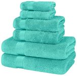 Canadian Linen Luxury Everest 6 Pack Bathroom Towel Set (2 Bath Towels 2 Hand Towels & 2 Washcloths) 100% Cotton Soft Absorbent Plush Shower Towels for Home, Bathroom, Hotel, Spa, Salon, Pool, Teal