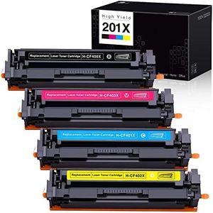 CF400X CF401X CF402X CF403X 201X 201A Toner Cartridges Compatible with HP Color Laserjet Pro M252 M277 M252dw M277n M277dw M252n（4 Pack