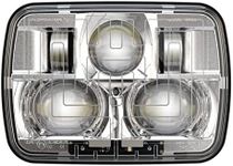 JW SPEAKER 12-24V DOT/ECE LED RHT High & Low Beam Heated Headlight with Chrome Inner Bezel