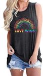 KIMSOONG Love Wins Tank Top Women: Pride Rainbow Sleeveless Tee Be You LGBT Shirt Summer Vacation Tank Tops