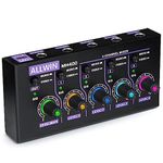 4-Channel Line Mixer, ALLWIN Mini Audio Mixer Low Noise DC5V 4in1out Support Mono and Stereo for Sub Mixing, for Microphones/Guitars/Bass/Keyboards/Mixers/Instruments