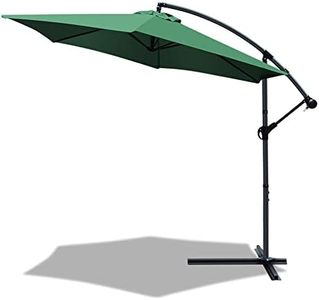 VOUNOT® 3m Cantilever Garden Parasol, Banana Patio Umbrella with Crank Handle and Tilt for Outdoor Sun Shade, Green
