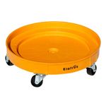 ELAFROS 30 Gallon and 55 Gallon Heavy Duty Plastic Drum Dolly – Durable Plastic Drum Cart 900 lb. Capacity- Barrel Dolly with 5 Swivel Casters Wheel,Yellow