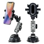 ZEVNRUO Car Phone Holder Mount Cradle 360° Rotation Angle Adjustable Suction Mobile Phone Stand Accessories for Cars Windshield Windscreen Compatible with iPhone Samsung Galaxy All 4.7''-7.0'' Phones