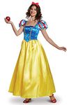 Disguise womens Disney Princess Snow White Deluxe Adult Costume, Blue & Yellow, Large (12-14)