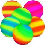 6 Pack Rainbow Playground Balls Set 8 Inch Inflatable Rainbow Sports Balls with Pump Rubber Kickballs Handballs Dodgeball Four Square Balls Recess Balls for Kids Toddlers Indoor Outdoor Games