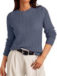 LILLUSORY Cable Knit Sweater Womens Soft Pullover Lightweight Ladies Business Casual Trendy Sweaters 2024 Dusty Blue L