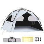 Glymnis Beach Tent Pop Up Beach Tent UV 80+ Dark Shelter Cool Tent XL 4-6 Person Easy Setup Portable Sun Shelter Sun Shade Tent for Beach Garden Picnic