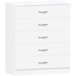 Vida Designs White Chest of Drawers, 5 Drawer With Metal Handles and Runners, Unique Anti-Bowing Drawer Support, Riano Bedroom Furniture