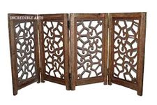 Incredible Arts Wooden Freestanding Fold-able Safety Gate for Child, Step Over Fence, Kids Safety Gate for The House, Doorway, Stairs, Extra Wide Brown (4-Panels- Marodi Frame Design)