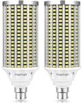DragonLight 54W Super Bright LED Corn Light Bulbs(400 Watt Equivalent) - B22 Bayonet Cap LED Bulbs - 6000K Daylight 6500 Lumens for Large Area Lighting [Twin Value Pack]