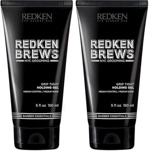 Redken Brews Holding Gel, Medium Hold & Shine, Weightless Formula Seals Moisture, Flake-Free, For All Hair Types, Great for Curly, 150 ML (Pack of 2)