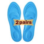 Shoe Insoles Women, (2 Pairs Blue) Arch Support Insoles Breathable, New Material, 5D Sponge Barefoot Comfort Insoles and High Heel Inserts, for Massaging, Arch Pain and Foot Pain Relieve