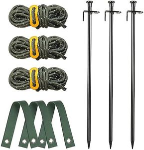 Tree Stake Kit, Fetanten 15.8 Inch Heavy Duty Steel Tree Stakes and Supports Kit for Leaning Trees Against Strong Wind, with 3 Pieces Tree Straps and Rope (13.12 Feet) Perfect Tree Straightening