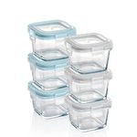 Grizzly Glass Baby Food Storage Container Set - Mini Ovenproof Dishes with Lids - 6 x 160 ml (5.4 Oz) Square - Air and Liquid Tight