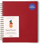 Anecdote 2025 Planner (8.5" x 10") Daily Planner Weekly Monthly Planner - 52 Weeks w/Library Buckram Cover, Brass Spiral - A4 Size Bleed-Resistant Paper – Red