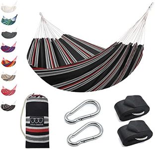 Gold Armour Hammock, Brazilian Style Hammock with Tree Straps for Hanging Durable Hammock, Portable Single Double Hammock for Camping Outdoor Indoor Patio Backyard (Black Stripe)
