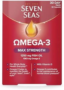 Seven Seas Omega-3 Fish Oil Max Strength, 1250 mg Fish Oil, 1063 mg Omega-3, 250 mg EPA & DHA & Vitamin D, 30 Capsules