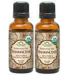 US Organic 100% Pure Frankincense Essential Oil, USDA Certified Organic, Steam Distilled, Boswellia serrata, Sourced from India, Topically or in Diffuser, Perfect for Aging Skin, Suitable for All Skin Types (30 ml, Value 2 Pack)