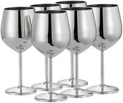 Oak & Steel - Elegant Large Wine Glasses, 550ml - Unbreakable Glass Gift Set for Home Bar, Wedding, Anniversary, Birthday Party (6, Silver)