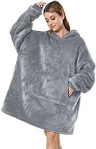 Seogva Oversized Sherpa Hoodie, Wearable Hoodie Sweatshirt Blanket, Super Soft Warm Comfortable Blanket Hoodie, One Size Fits All, Men, Women, Girls, Boys, Friends, Grey, One Size