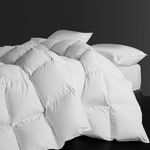 ROZIDC Luxury White Goose Feather Down Duvet,100% Cotton All Season Queen Size Duvet Insert,Fluffy Medium Warmth Down Comforter - Oeko TEX Certified,50 Oz(White,90x90 Inches)