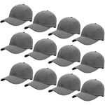 Falari Wholesale 12-Pack Baseball Cap Adjustable Size Plain Blank Solid Color (Dark Gray)