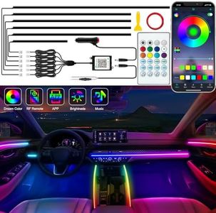 Jushope Interior Car LED Strip Lights, Acrylic LED Lights for Car with Dynamic Dreamcolor Chasing, 6 in 1 Car Ambient Lighting Kits, 176 inches 600 LEDs Music Sync Wireless APP and RF Remote Control