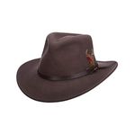 Dorfman Pacific Scala Classico Men's Crushable Felt Outback Hat, Chocolate, X-Large, Black