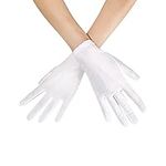 Womens White Gloves Short Satin Str