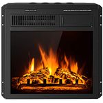 Tangkula 18 Inch Electric Fireplace Insert, Freestanding & Recessed Electric Fireplace Heater with Remote Control, Adjustable Heater, 7 Log Hearth Flame Settings, Indoor Electric Stove Heater (18")