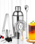 Trongle 7 Pieces Cocktail Shaker Set, 750ml Stainless Steel Cocktail Making Set with 15/30ml Double Jigger, Great Cocktail Gift Sets for Home, Bar Accessories, Birthday, Christmas, Thanksgiving Gift