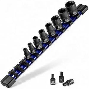 WORKPRO 11PCS E-Torx Socket Set, 1/4" 3/8" Drive Star Socket Set, CR-V Steel External Torx Socket Set (E4-E20 Socket) with PVC Socket Organizer, Ideal for Motorcycle, Automotive, and Mechanical Repair