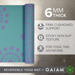 Gaiam Yoga Mat 6mm – Mystic Sky Non-Slip Exercise Mat