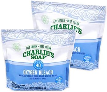 Charlie's Soap Oxygen Powered Bleach Powder, Color Bleach For Clothes, Safe Bleach for White Clothes, An Unscented Fragrance Free Non Chlorine Bleach 1.3 lbs (2 Pack)