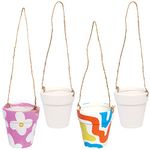 Baker Ross FC807 Garden Ceramic Hanging Flowerpots - Pack of 4, Craft Kits for Kids, Plant Pot Painting, Ceramics Crafts