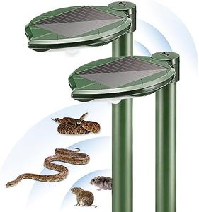 maxfetched Solar Snake Repellent Ultrasonic Outdoor, Mini LED Light Sonic Mole Repellent Snake Repeller Stake Solar-Powered, Get Rid of Snake Mole Vole Gopher in Lawn Farm Garden Yard 2PK Green